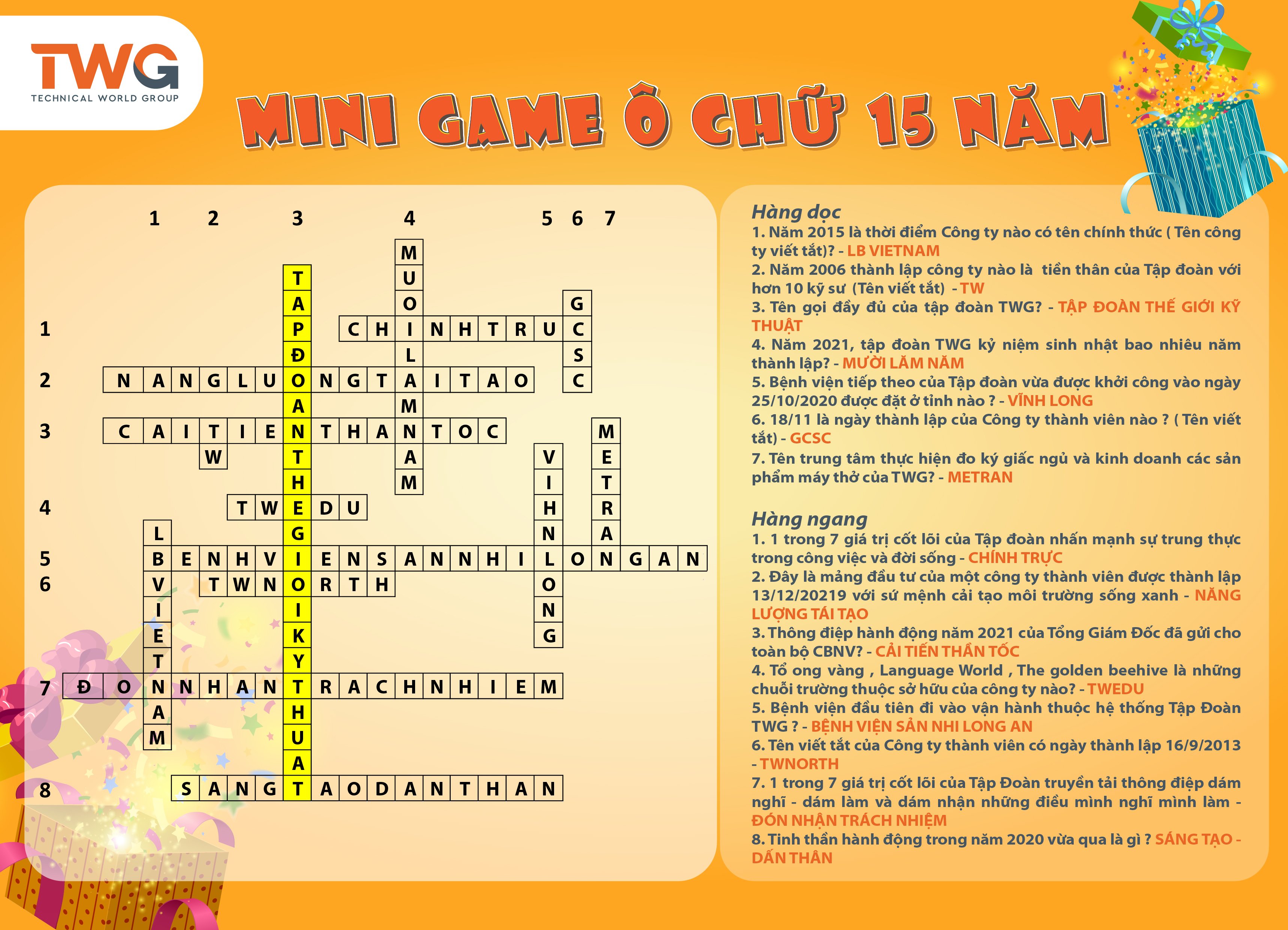 MINIGAME GIẢI Ô CHỮ - KỶ NIỆM HÀNH TRÌNH 15 NĂM